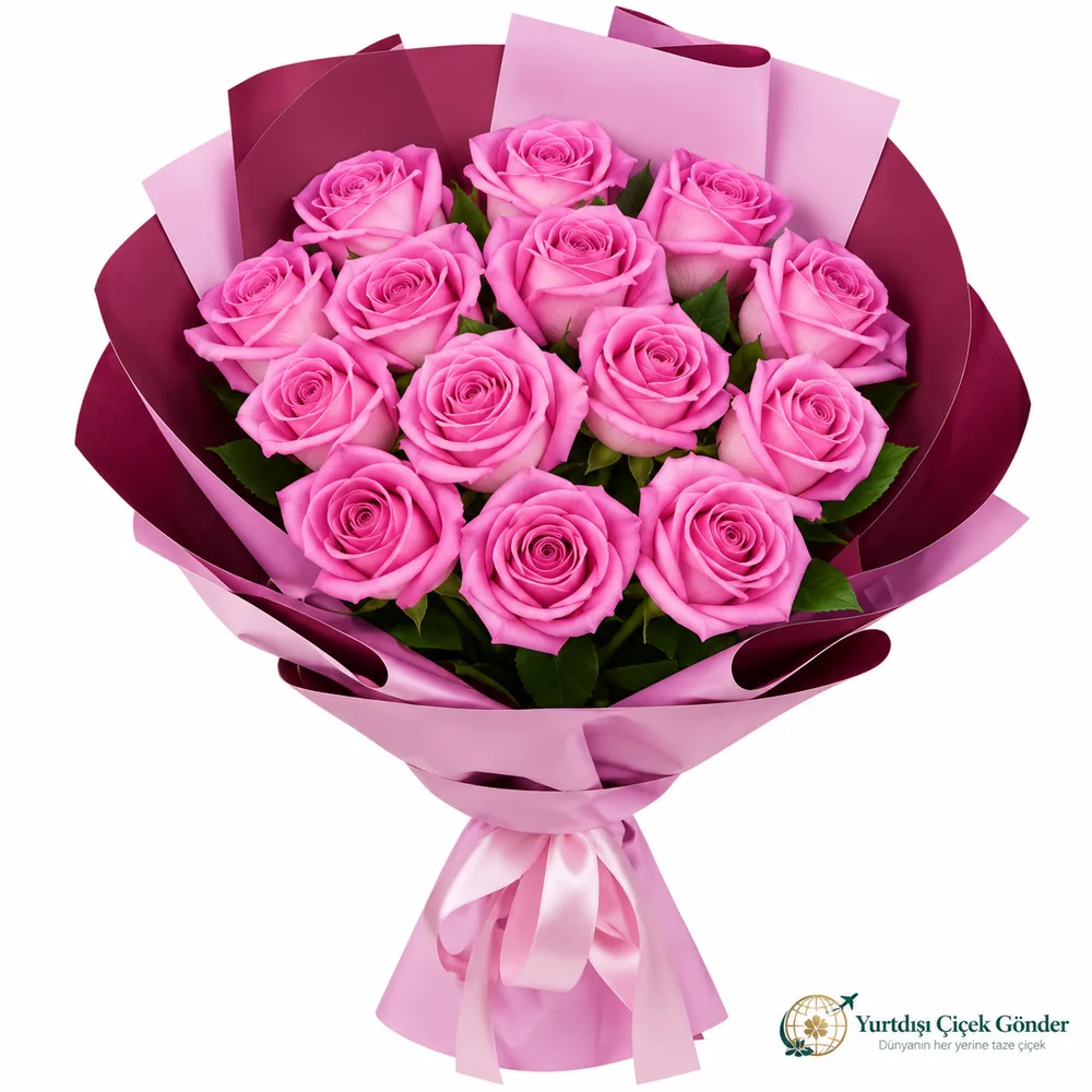 Pembe Güllerle Dolgun Buket (15 Adet)